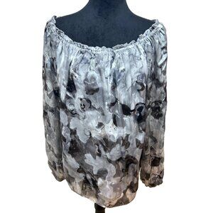 WHBM Top Women's XL Off Shoulder Silk Blend Floral Boho Peasant Style Flowy NWT